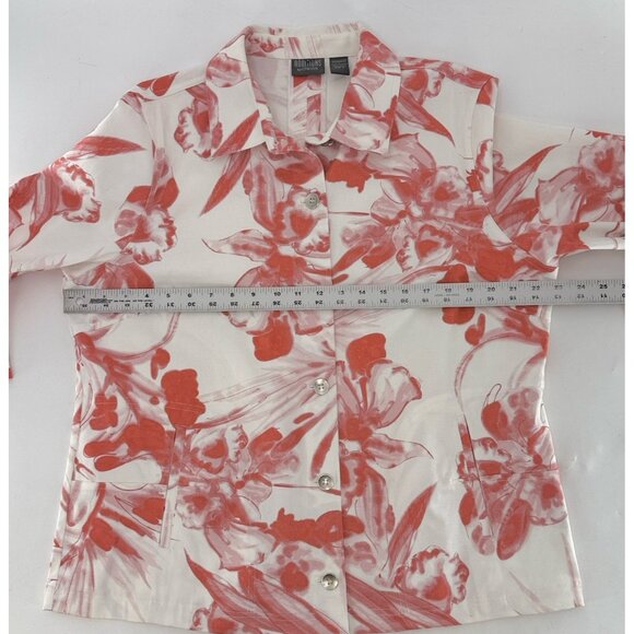 Additions by Chico's Cotton‎ Blend Floral Button Up 3/4 Slv Jacket Sz 3 Preppy - Picture 8 of 8